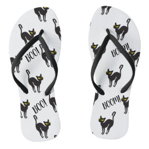 Halloween, Kat, Zwarte, Boe-geroep! Halloween Teenslippers