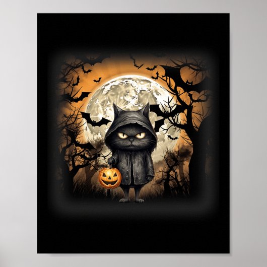 Halloween kat zwarte kat Halloween enge kat boos Poster (Voorkant)