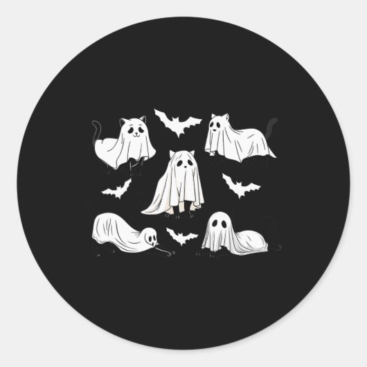 Halloween kat zwarte kat Halloween enge kat boos Ronde Sticker (Voorkant)