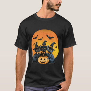 Halloween kat zwarte kat Halloween enge kat boos T-shirt