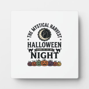 Halloween Kat Zwarte Katten Pompoenen Vintage Grap Fotoplaat