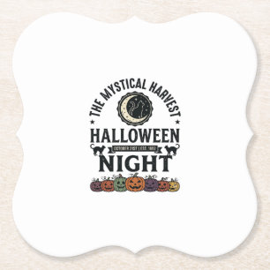 Halloween Kat Zwarte Katten Pompoenen Vintage Grap Kartonnen Onderzetters