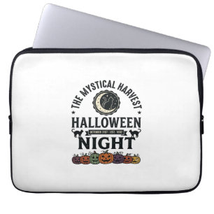 Halloween Kat Zwarte Katten Pompoenen Vintage Grap Laptop Sleeve