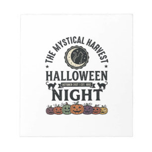 Halloween Kat Zwarte Katten Pompoenen Vintage Grap Notitieblok