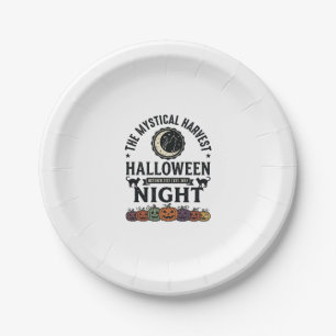 Halloween Kat Zwarte Katten Pompoenen Vintage Grap Papieren Bordje