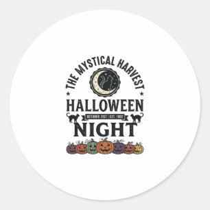 Halloween Kat Zwarte Katten Pompoenen Vintage Grap Ronde Sticker