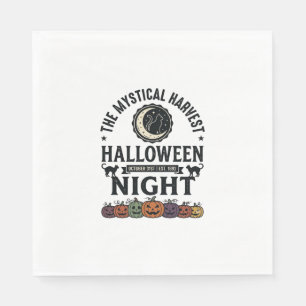 Halloween Kat Zwarte Katten Pompoenen Vintage Grap Servet