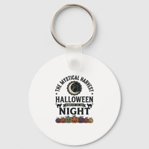 Halloween Kat Zwarte Katten Pompoenen Vintage Grap Sleutelhanger