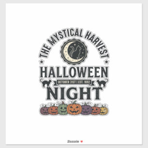 Halloween Kat Zwarte Katten Pompoenen Vintage Grap Sticker