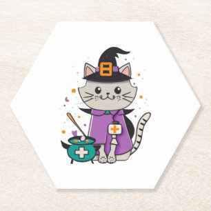 Halloween katachtige held een spooky verpleegster  kartonnen onderzetters