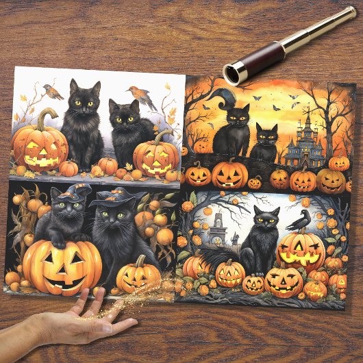 Halloween Katten Collage 1 Decoupage Papier