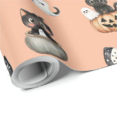 Halloween katten en geesten cadeaupapier (Rol Hoek)