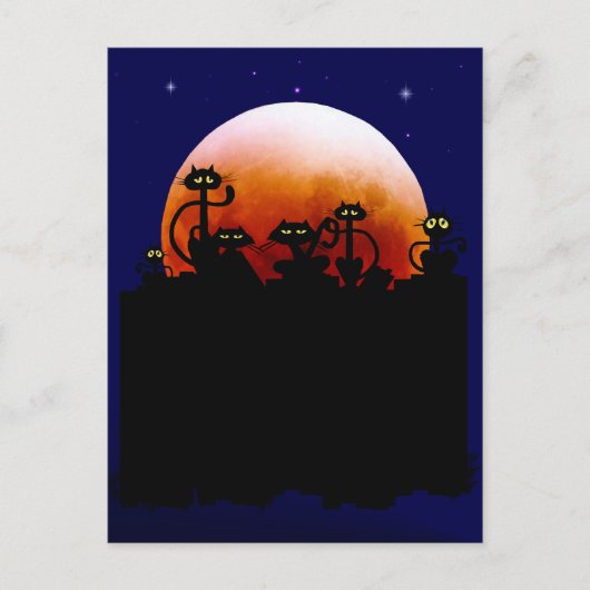 Halloween Katten en Halloween Moon Briefkaart (Voorkant)