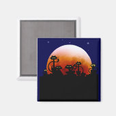 Halloween Katten en Halloween Moon Magnet (Voorkant / Achterkant)