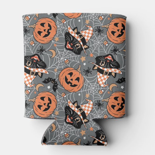  Halloween katten en pompoenen Blikjeskoeler (Achterkant)