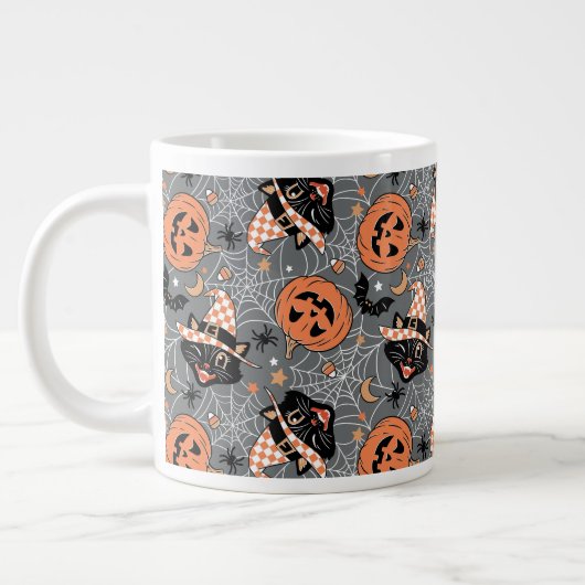 Halloween katten en pompoenen Grote Koffiekop (Links)
