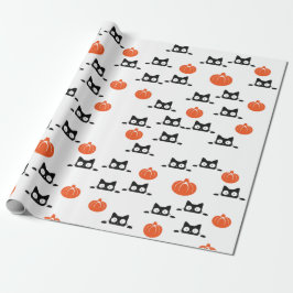 Halloween katten en pompoenen inpakpapier
