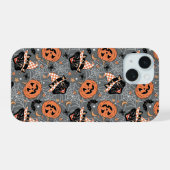 Halloween katten en pompoenen iPhone 15 Case (Achterkant horizontaal)