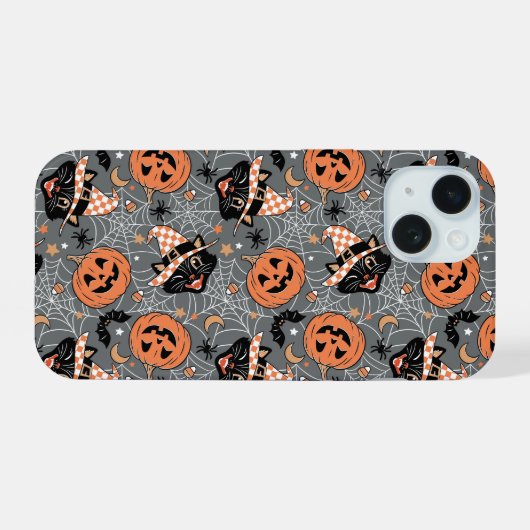  Halloween katten en pompoenen iPhone 15 Case (Achterkant horizontaal)
