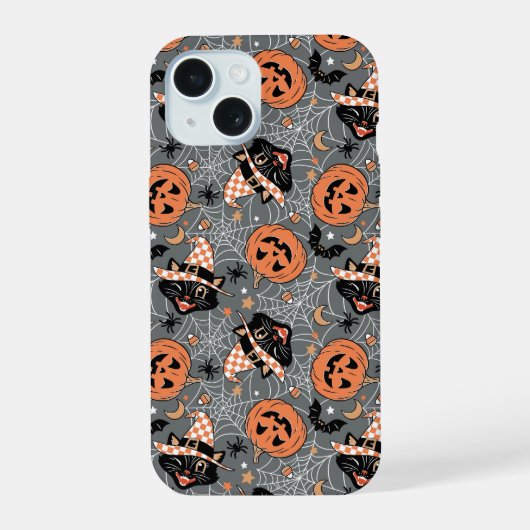 Halloween katten en pompoenen iPhone 15 Case (Achterkant)