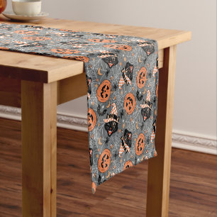 Halloween katten en pompoenen Korte Tafelloper