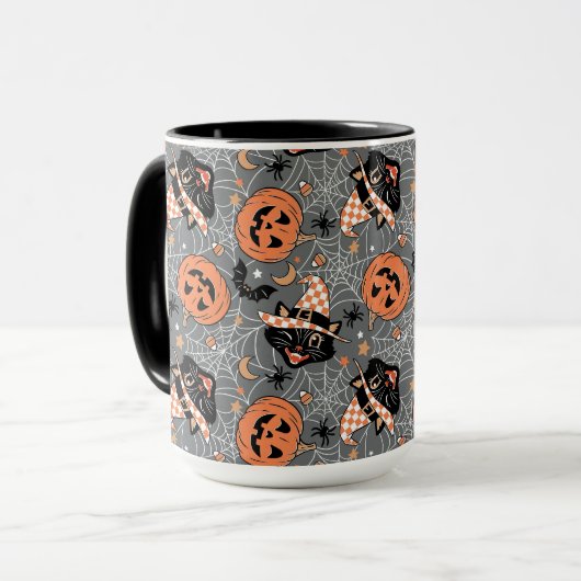 Halloween katten en pompoenen Mok (Voorkant links)