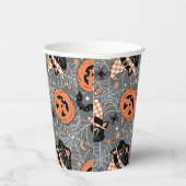 Halloween katten en pompoenen Papieren Bekers (Rechts)