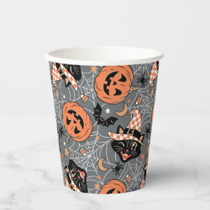  Halloween katten en pompoenen Papieren Bekers