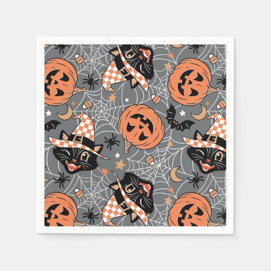 Halloween katten en pompoenen Servet (Voorkant)