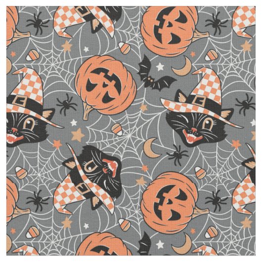 Halloween katten en pompoenen Stof (Close Up)