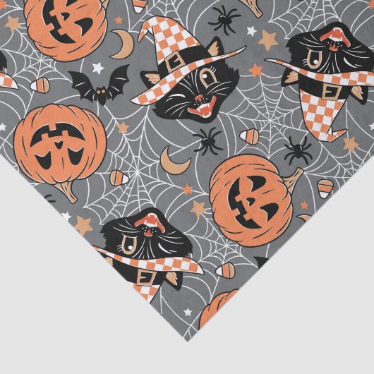 Halloween katten en pompoenen Tissuepapier (Detail)