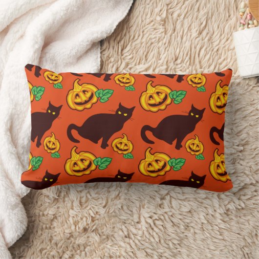Halloween katten en pompoenen. Tweezijdig ontwerp Kussen (Deken)