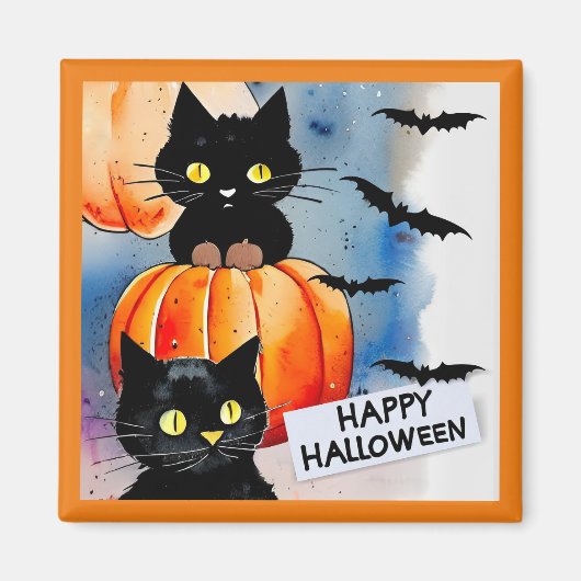 Halloween katten en vleermuizen magneet (Voorkant)