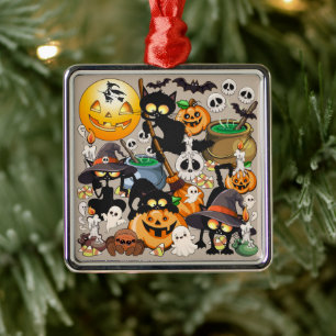 Halloween Katten Grappige Feest Metalen Ornament