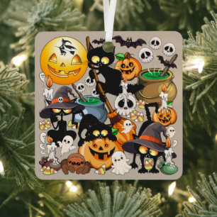 Halloween Katten Grappige Feest Metalen Ornament