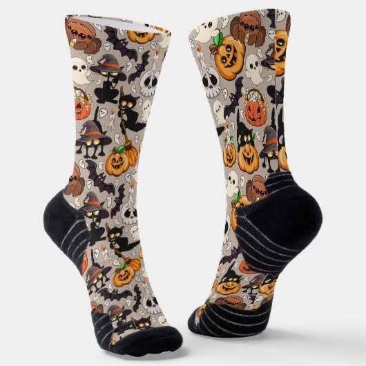 Halloween Katten Grappige Feest Sokken (Gebogen)