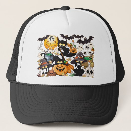 Halloween Katten Grappige Feest Trucker Pet (Voorkant)