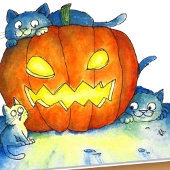 Halloween Katten Groet  Kaart