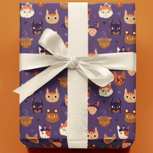 Halloween katten in kostuum cadeaupapier