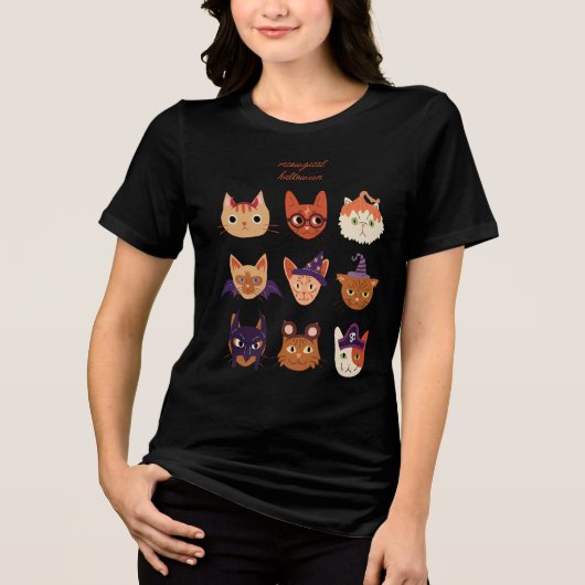 Halloween katten in kostuum Tri-Blend shirt (Voorkant)