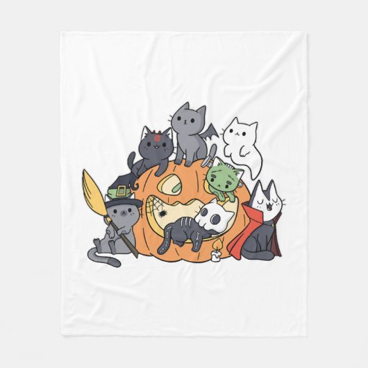 Halloween Katten Kittens Fleece Deken (Voorkant)