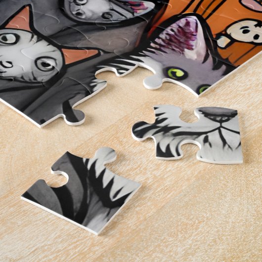 Halloween-katten Legpuzzel (Zijkant)