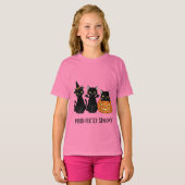 Halloween katten met een pompoen t-shirt (Voorkant volledig)