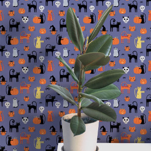 Halloween Katten Patroon Behang