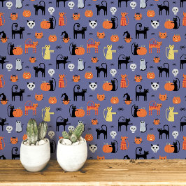 Halloween Katten Patroon Behang