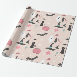 Halloween Katten, Pompoenen en Vleermuizen Cadeaupapier