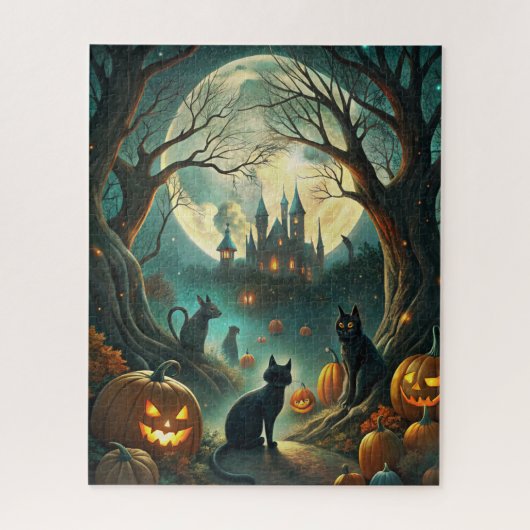 Halloween katten puzzel legpuzzel (Verticaal)