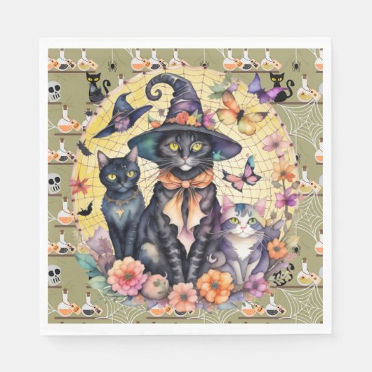 Halloween Katten Servet (Voorkant)