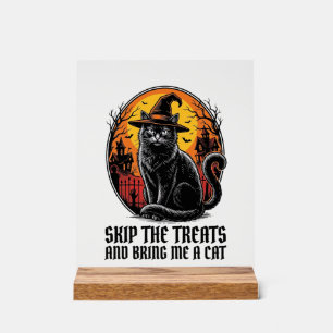 Halloween Katten Shirt Vintage Gravure Griezelen Z Acryl Bord