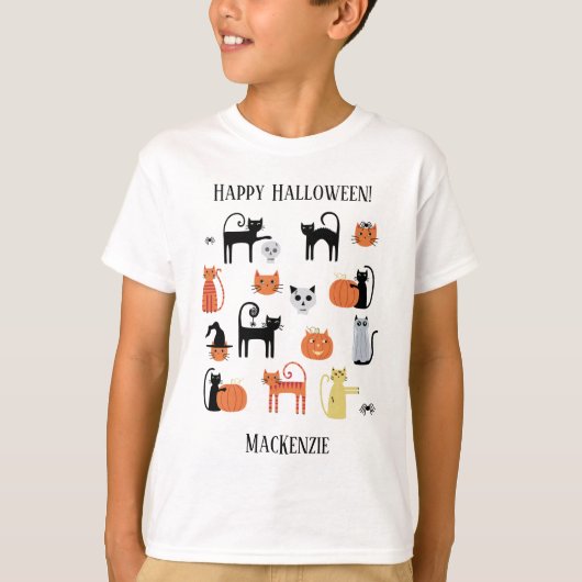Halloween Katten Spooky gepersonaliseerd T-shirt (Voorkant)